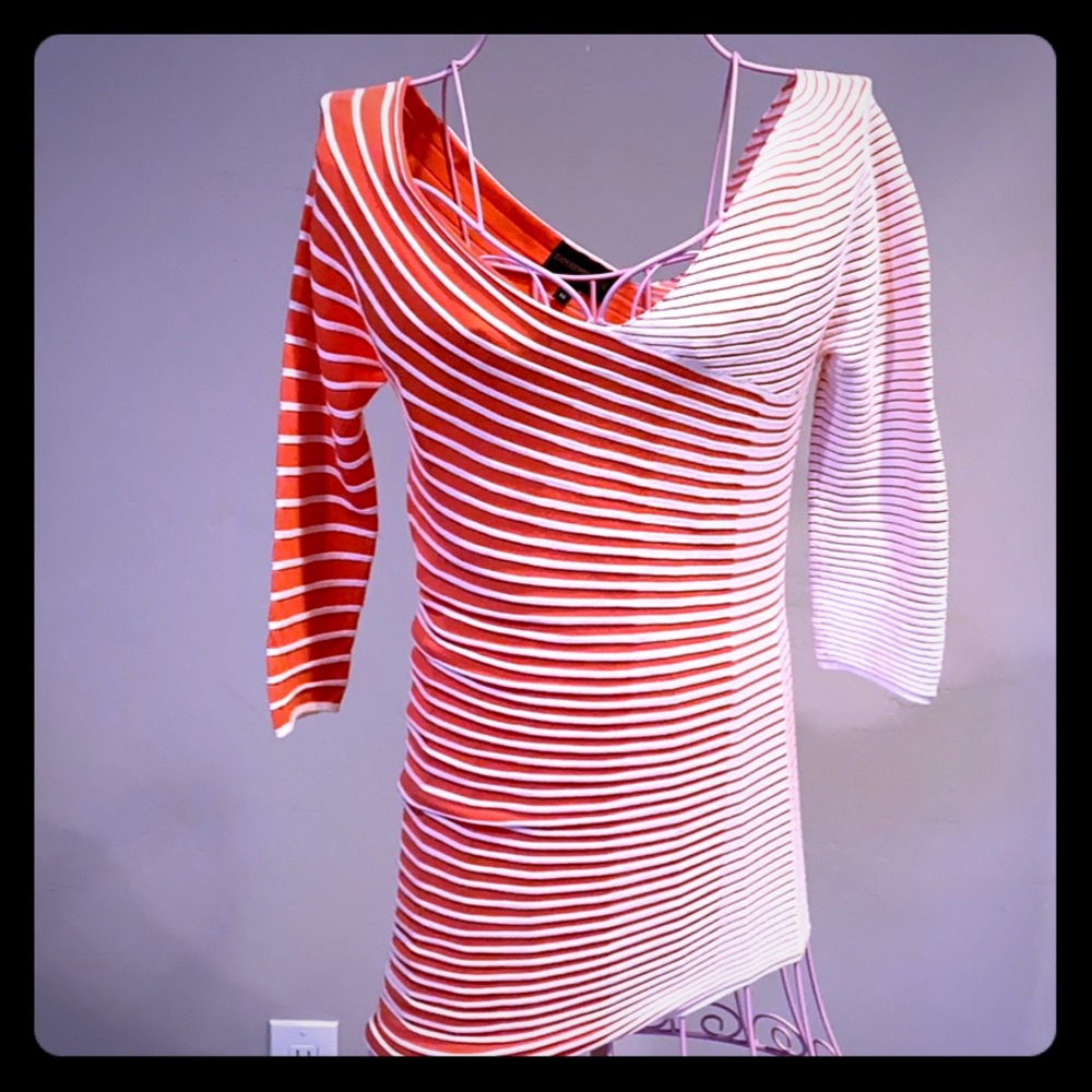 Blouse with white and orange stripes